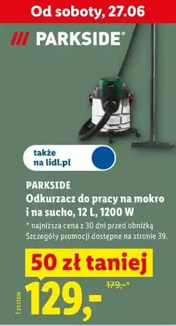 Lidl PARKSIDE Odkurzacz do pracy na mokro i na sucho, 12 L, 1200 W oferta