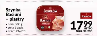 Makro Szynka Basiuni plastry Sokołów oferta