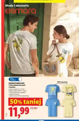 Lidl T-shirt damski z bawełny Esmara oferta