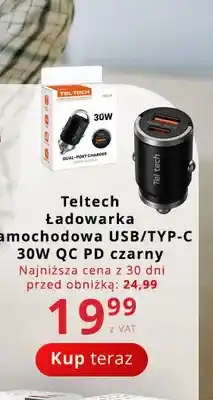 Poczta Polska Ładowarka samochodowa USB/TYP-C Teltech 30W QC PD czarna oferta