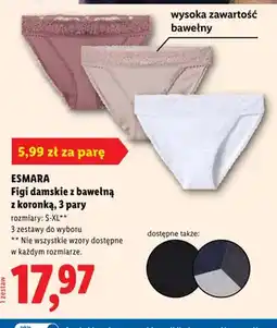 Lidl Figi damskie z bawełną z koronką Esmara 3-pak oferta