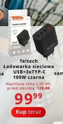 Poczta Polska Ładowarka sieciowa USB+3xTYP-C Teltech 100W czarna oferta