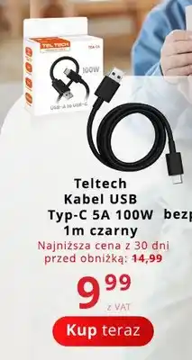 Poczta Polska Kabel USB Typ-C Teltech 5A 100W 1 m czarny oferta