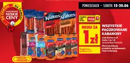 Biedronka Wszystkie paczkowane kabanosy Krakus, Kraina Wędlin, Tarczyński oferta