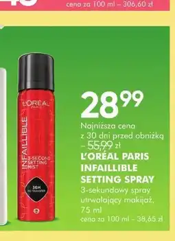 SuperPharm 3-sekundowy spray utrwalający makijaż L'Oréal Paris Infaillible Setting Spray oferta