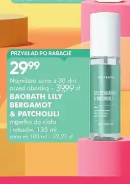 SuperPharm Mgiełka do ciała i włosów Baobath Lily Bergamot & Patchouli oferta