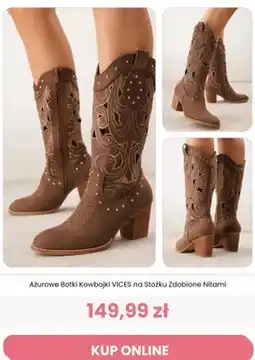 Renee Botki kowbojki ażurowe VICES na stożku zdobione nitami oferta