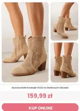 Renee Botki kowbojki ażurowe VICES na stożkowym obcasie oferta