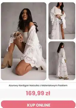 Renee Kardigan damski ażurowy narzutka z materiałowym paskiem Renee oferta