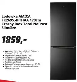 Media Markt Lodówka Amica Czarny inox Total NoFrost SlimSize oferta