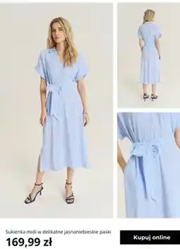 Greenpoint Sukienka midi w delikatne jasnoniebieskie paski Greenpoint oferta