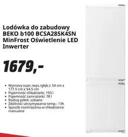 Media Markt Lodówka do zabudowy BEKO b100 oferta