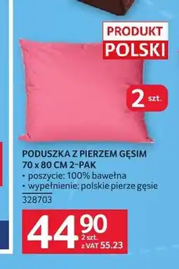 Selgros Poduszka z pierzem gęsim 2-pak 70x80 cm oferta