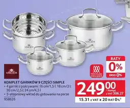 Selgros Komplet garnków 9 części Simple Gerlach oferta
