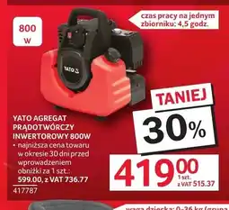 Selgros Agregat prądotwórczy inwertorowy Yato 800W oferta