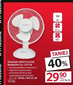 Selgros Wentylator biurkowy Bomann VL 1137 CB oferta