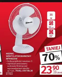 Selgros Wentylator biurkowy Msonic MFN4635W oferta