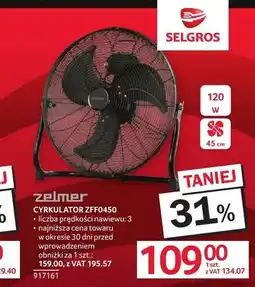 Selgros Cyrkulator Zelmer ZFF0450 oferta