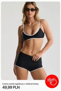 Cropp Stanik kąpielowy Cropp czarny z białą lamówką oferta
