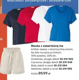 Tchibo Bluzka z zawartością lnu niebieska dekolt w serek oferta