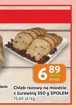 Społem Częstochowa Chleb razowy na miodzie z żurawiną Społem oferta