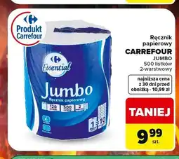 Carrefour Ręcznik papierowy Carrefour Essential Jumbo 500 listków oferta