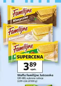 Auchan Wafle Familijne Klasyczne o smaku kakaowym Jutrzenka oferta