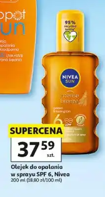Auchan Olejek do opalania w sprayu SPF 6 Nivea Sun Intense Bronze oferta