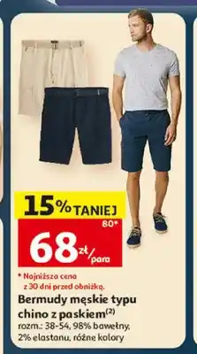 Auchan Bermudy męskie typu chino z paskiem Inextenso oferta