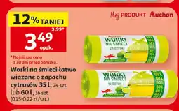 Auchan Worki na śmieci łatwo wiązane o zapachu cytrusów Auchan oferta