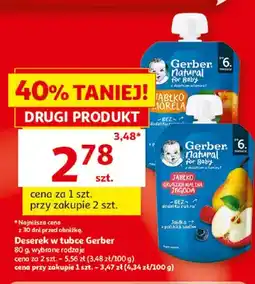 Auchan Deserek w tubce Gerber Natural Jabłko Morela oferta