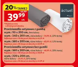 Auchan Prześcieradło satynowe z gumką Actuel 90x200 cm oferta