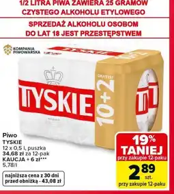 Carrefour Market Piwo TYSKIE oferta