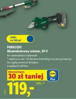 Lidl PARKSIDE Akumulatorowy sekator 20 V oferta