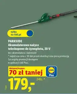 Lidl PARKSIDE Akumulatorowe nożyce teleskopowe do żywopłotu, 20 V oferta