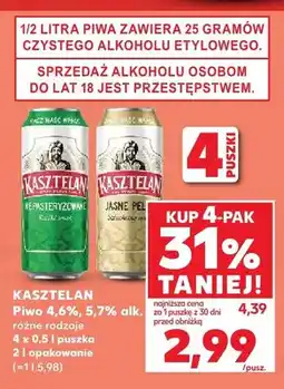 Kaufland Piwo Kasztelan Niepasteryzowane 4-pak oferta