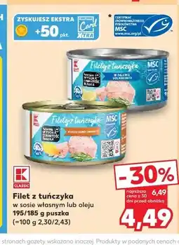 Kaufland Filet z tuńczyka w zalewie K-Classic oferta
