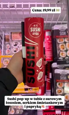 Biedronka Sushi pop-up Sushi 4You z surowym łososiem, serkiem śmietankowym i papryką oferta