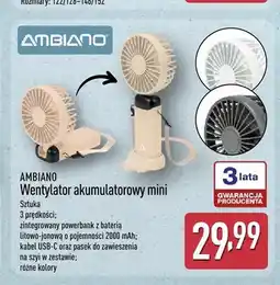 ALDI Wentylator akumulatorowy mini AMBIANO oferta
