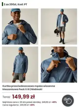 Regatta Kurtka przeciwdeszczowa męska wiosenna kieszonkowa Regatta Pack It III niebieska oferta