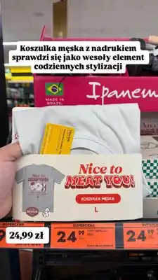Biedronka Koszulka męska Krajna Wędlin Nice to meat you oferta