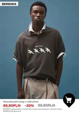 Bershka Koszulka polo boxy z nadrukiem Bershka oferta