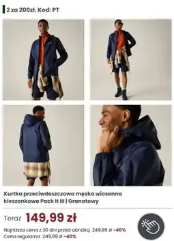 Regatta Kurtka przeciwdeszczowa męska wiosenna kieszonkowa Regatta Pack It III oferta