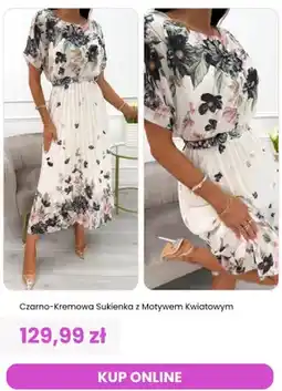 Modna Kiecka Sukienka damska czarno-kremowa z motywem kwiatowym ModnaKiecka.pl oferta