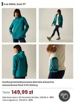 Regatta Kurtka przeciwdeszczowa damska wiosenna kieszonkowa Regatta Great Outdoors Pack It III oferta