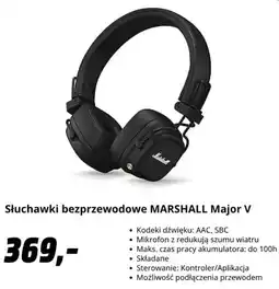 Media Markt Słuchawki bezprzewodowe MARSHALL Major V oferta