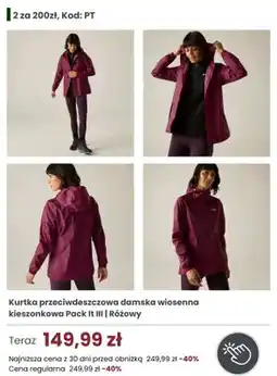 Regatta Kurtka przeciwdeszczowa damska wiosenna kieszonkowa Regatta Pack It III oferta