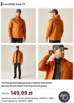 Regatta Kurtka przeciwdeszczowa męska wiosenna kieszonkowa Regatta Great Outdoors Pack It III oferta