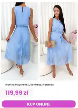 Modna Kiecka Sukienka plisowana bez rękawów błękitna ModnaKiecka.pl oferta