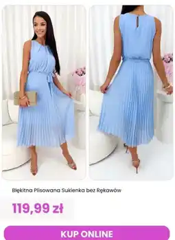 Modna Kiecka Sukienka błękitna plisowana bez rękawów ModnaKiecka.pl oferta